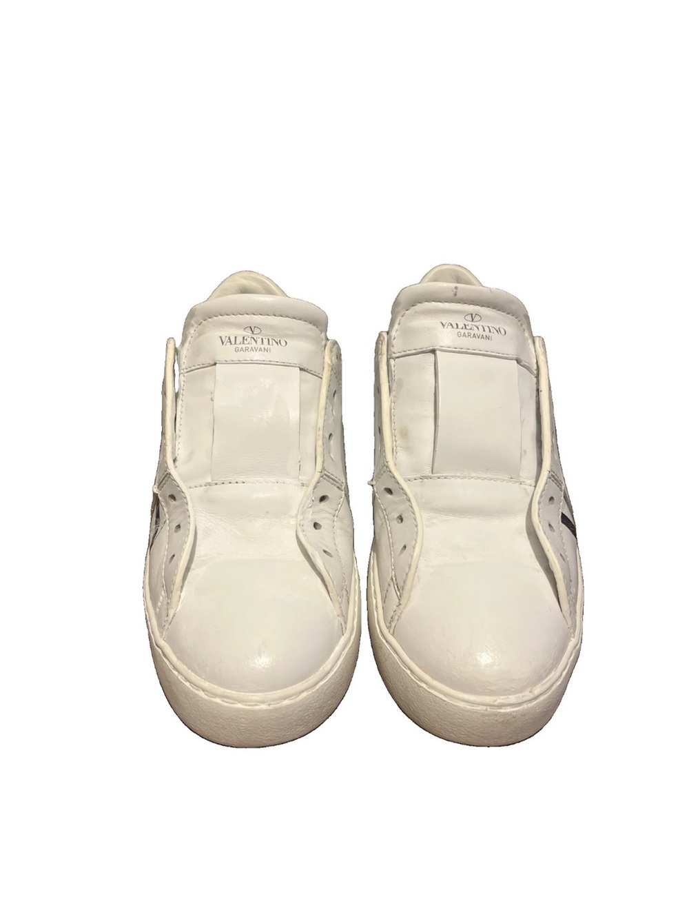 Valentino Garavani White Leather Slip-On Sneakers with Subtle Logo Sz 9